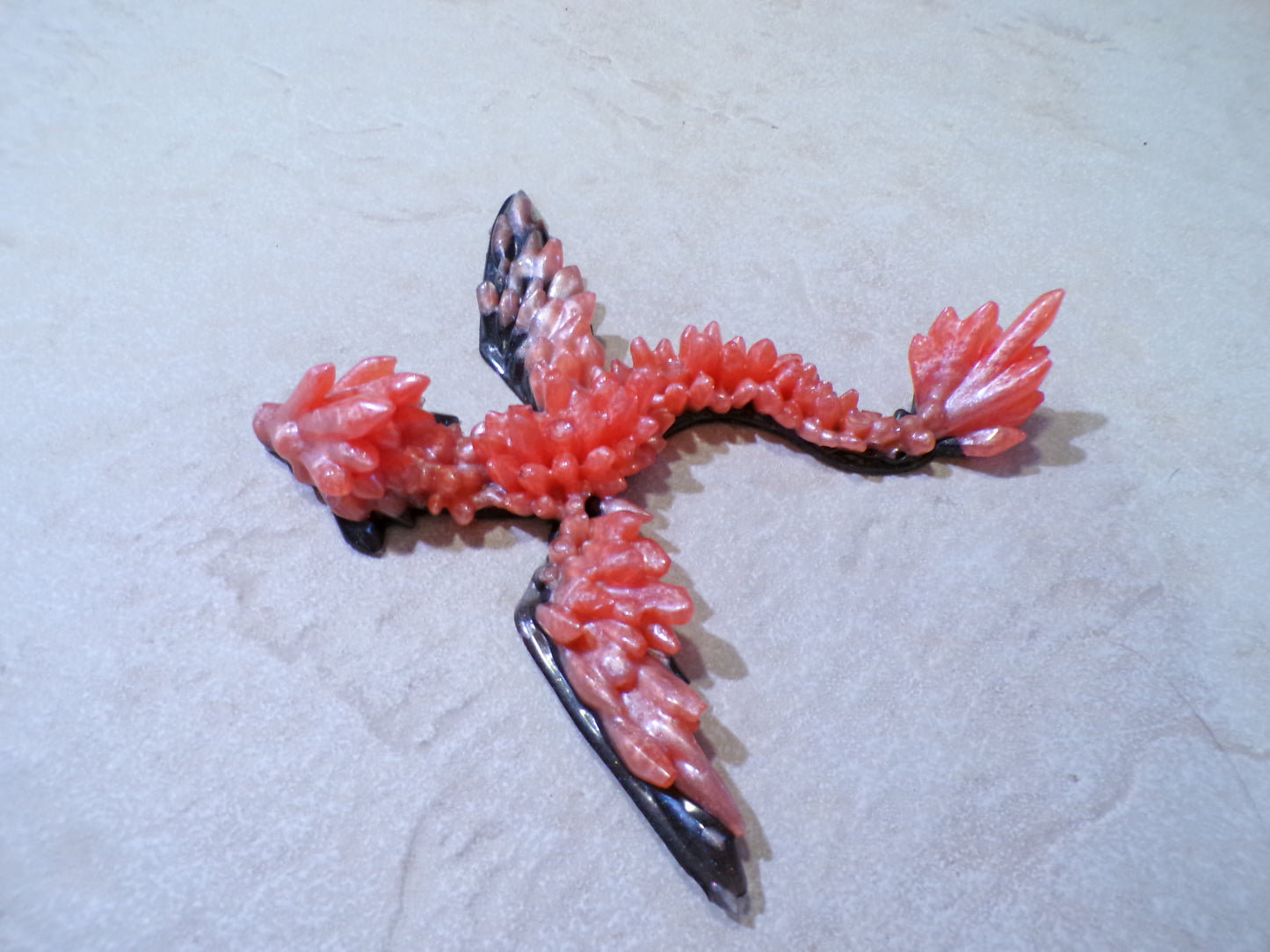 FLYING DRAGON WITH HARDWARE TO HANG PEACH AND BLACK