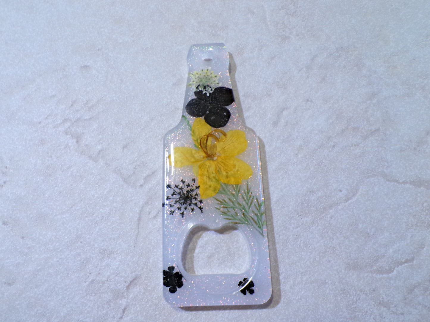 BOTTLE OPENER YELLOW & BLACK FLORAL