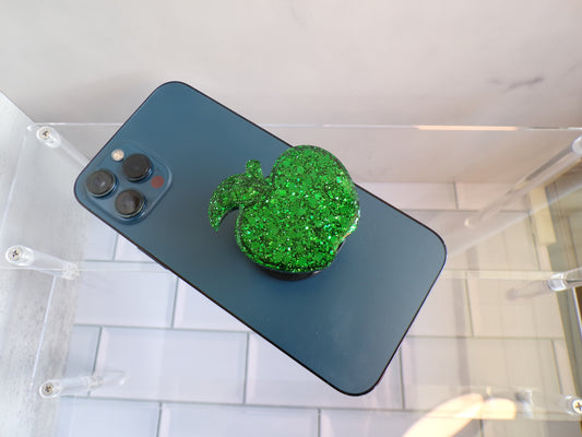 Green Glitter Apple Popsocket