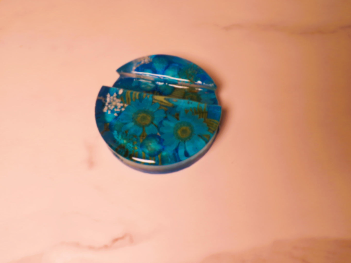 ROUND PHONE STAND FLORAL BLUE
