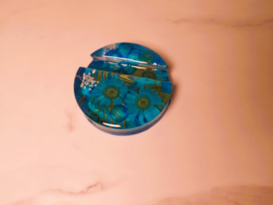 ROUND PHONE STAND FLORAL BLUE
