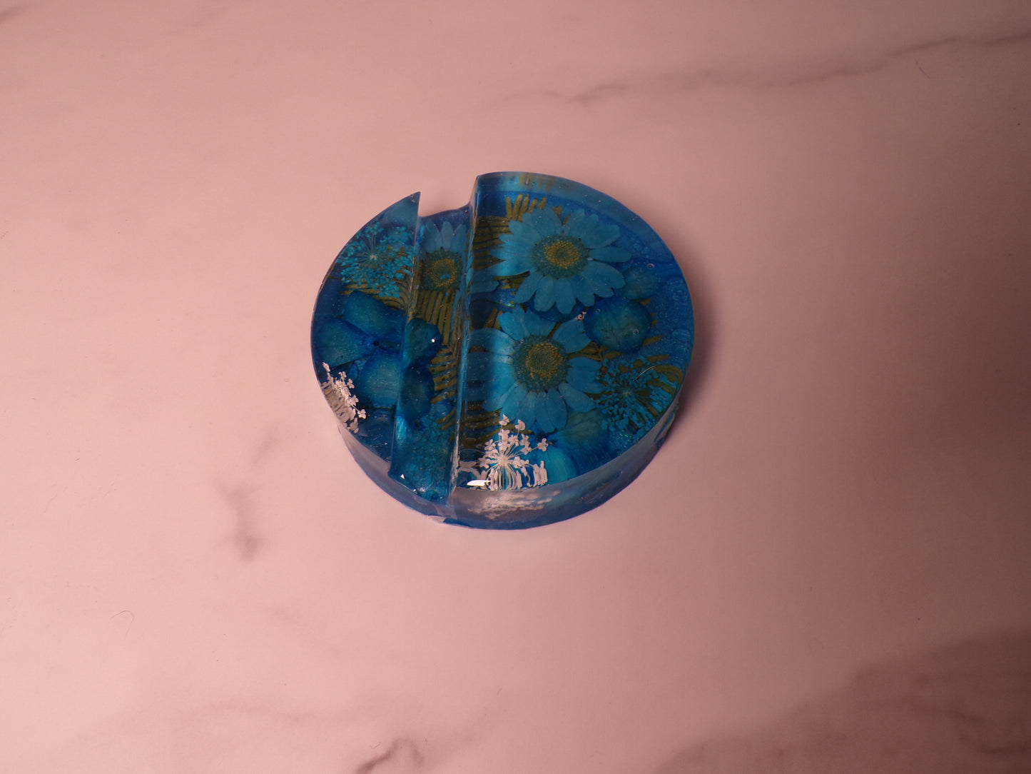 ROUND PHONE STAND FLORAL BLUE