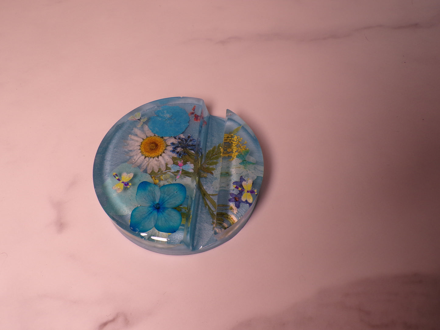 ROUND PHONE STAND BLU & YELLOW FLORAL