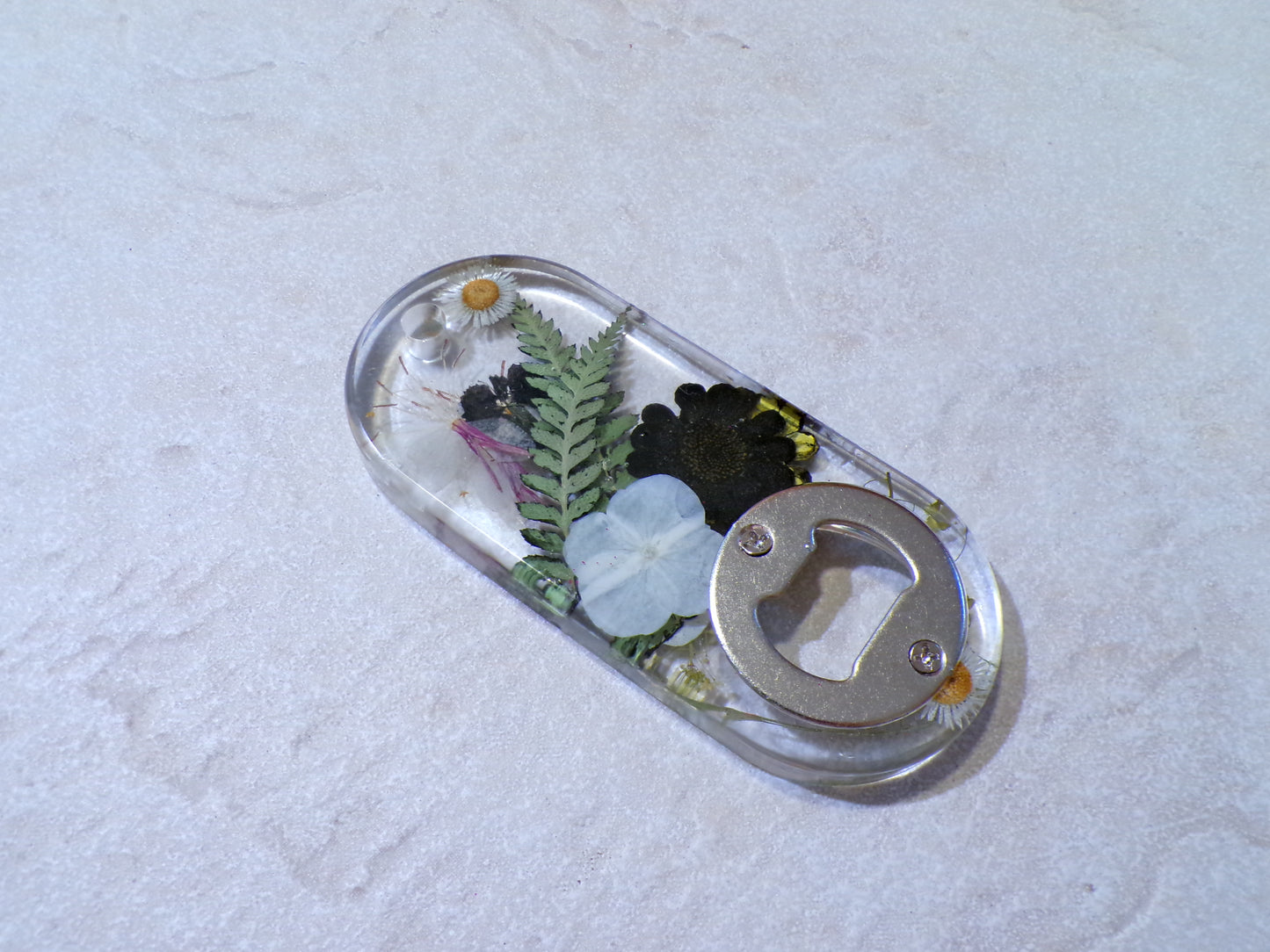 BOTTLE OPENER BLACK & WHITE FLORAL