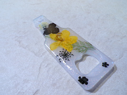 BOTTLE OPENER YELLOW & BLACK FLORAL